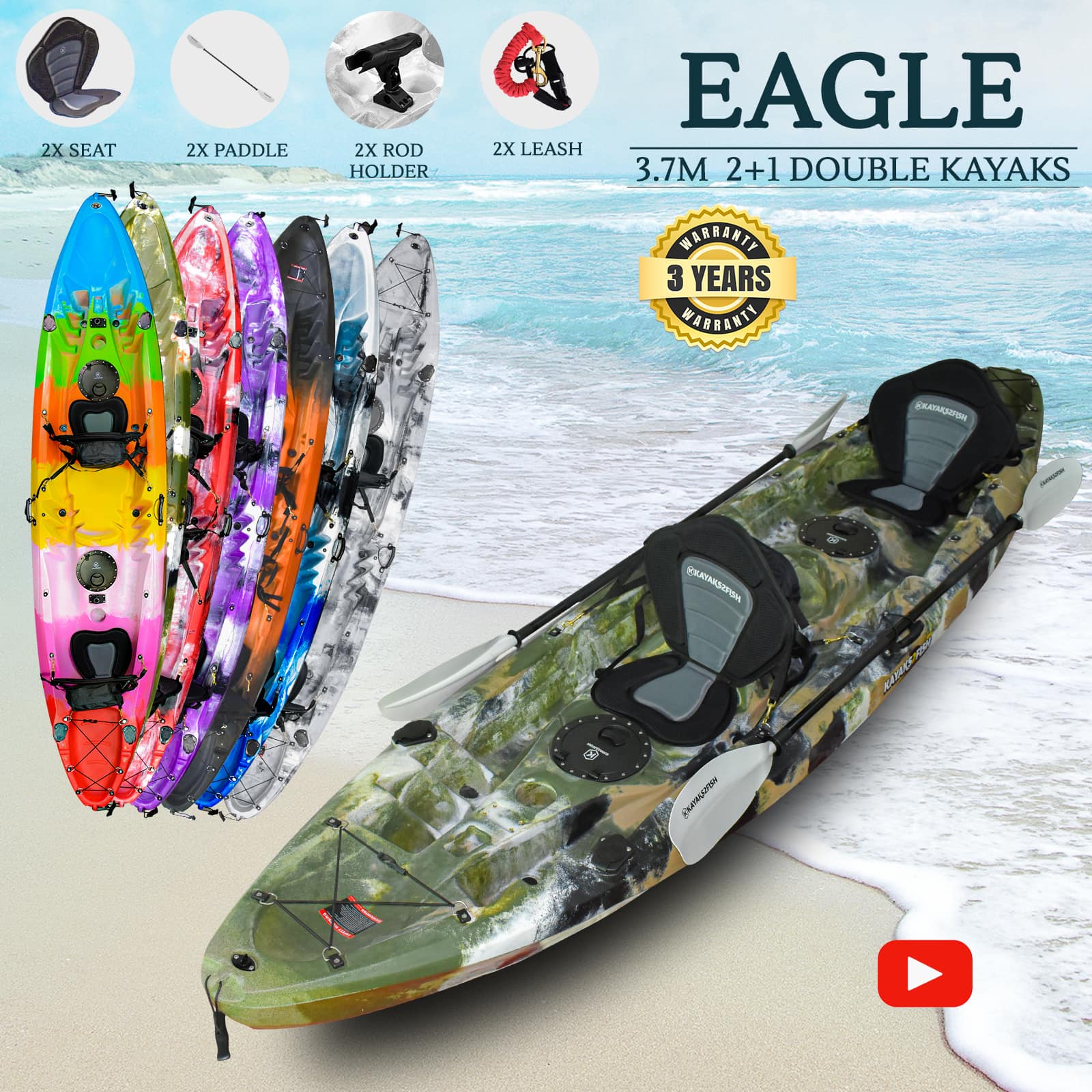 Eagle Double Fishing Kayak Package Jungle Camo Kayaks2Fish