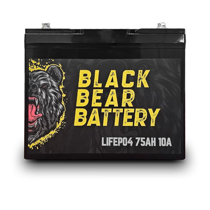 Black Bear Battery LiFePo4 75AH Battery with 10A Charger Black Bear Battery LiFePo4 75AH Battery with 10A Charger