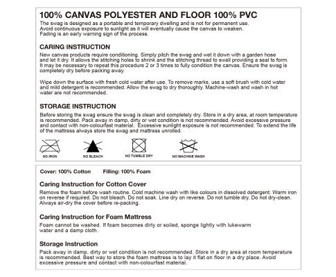 Orca Outdoors Deluxe Double Size Canvas Swag with 70mm Mattress and Awning Poles - Khaki Orca Outdoors Deluxe Double Size Canvas Swag with 70mm Mattress and Awning Poles - Khaki