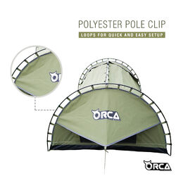 Orca Outdoors Deluxe Double Size Canvas Swag with 70mm Mattress and Awning Poles - Khaki Orca Outdoors Deluxe Double Size Canvas Swag with 70mm Mattress and Awning Poles - Khaki
