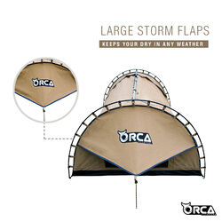 Orca Outdoors Deluxe Double Size Canvas Swag with 70mm Mattress and Awning Poles - Sand Orca Outdoors Deluxe Double Size Canvas Swag with 70mm Mattress and Awning Poles - Sand