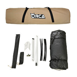 Orca Outdoors Deluxe Double Size Canvas Swag with 70mm Mattress and Awning Poles - Sand Orca Outdoors Deluxe Double Size Canvas Swag with 70mm Mattress and Awning Poles - Sand