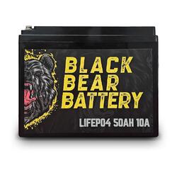 Black Bear Battery LiFePo4 50Ah Battery with 10A Charger Black Bear Battery LiFePo4 50Ah Battery with 10A Charger