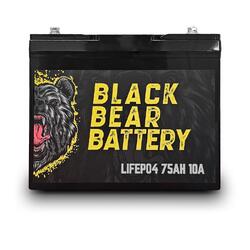 Black Bear Battery LiFePo4 75AH Battery with 10A Charger Black Bear Battery LiFePo4 75AH Battery with 10A Charger