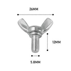 K2F Butterfly Stainless Steel Screw M6x12mm Pair