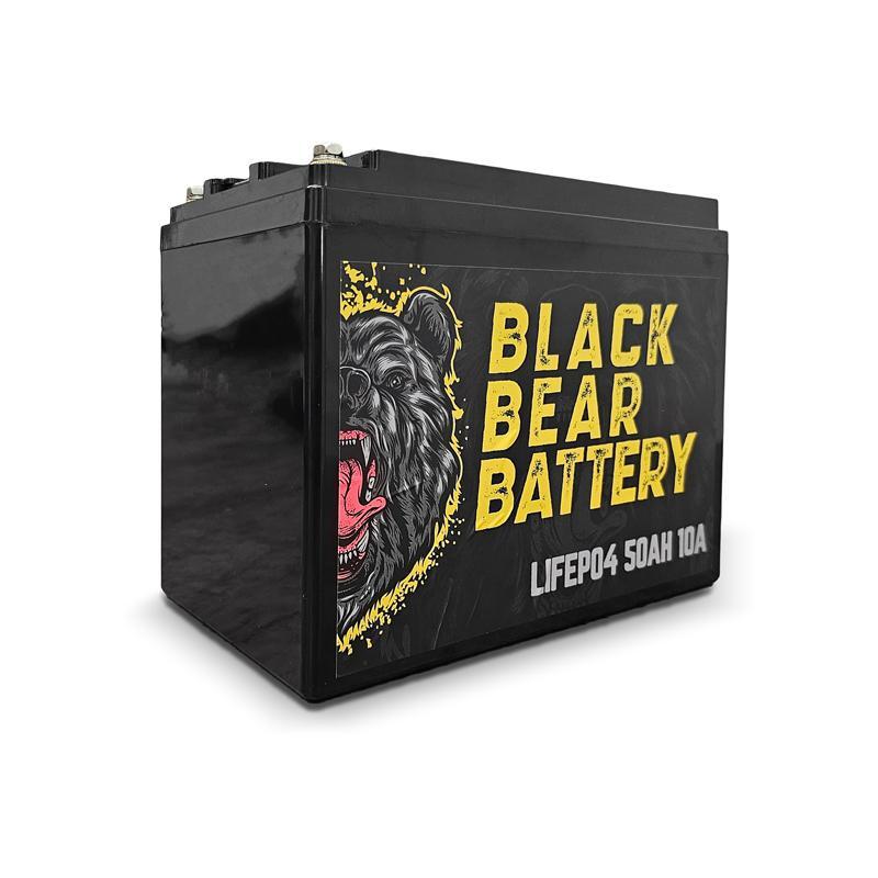 Black Bear Battery LiFePo4 50Ah Battery with 10A Charger Black Bear Battery LiFePo4 50Ah Battery with 10A Charger