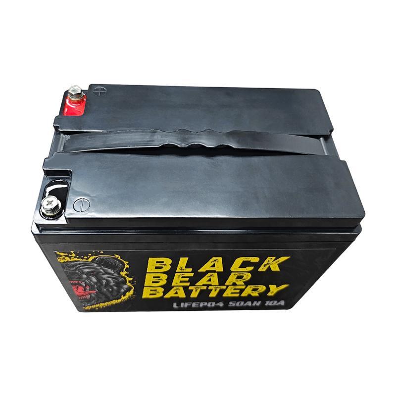 Black Bear Battery LiFePo4 50Ah Battery with 10A Charger Black Bear Battery LiFePo4 50Ah Battery with 10A Charger