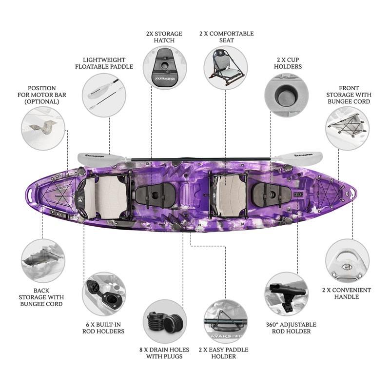 Merlin Pro Double Fishing Kayak Package - Purple Camo [Sydney]