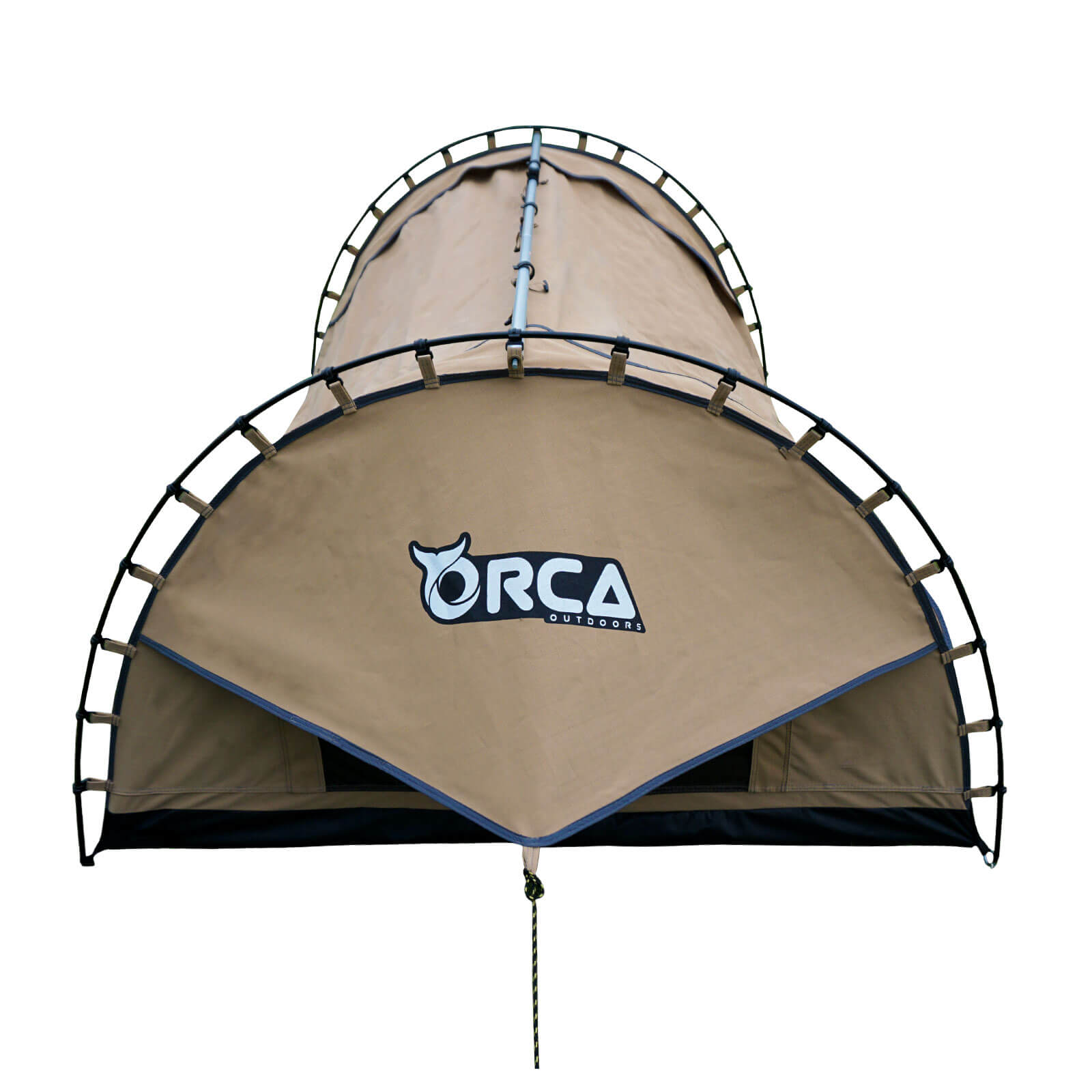 Orca Outdoors Deluxe Double Size Canvas Swag with 70mm Mattress and Awning Poles - Sand Orca Outdoors Deluxe Double Size Canvas Swag with 70mm Mattress and Awning Poles - Sand