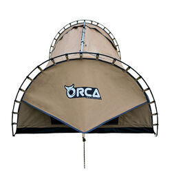 Orca Outdoors Deluxe Double Size Canvas Swag with 70mm Mattress and Awning Poles - Sand Orca Outdoors Deluxe Double Size Canvas Swag with 70mm Mattress and Awning Poles - Sand