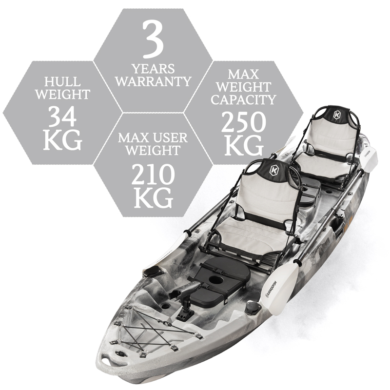 Merlin Pro Double Fishing Kayak Package - Grey Camo [Newcastle]