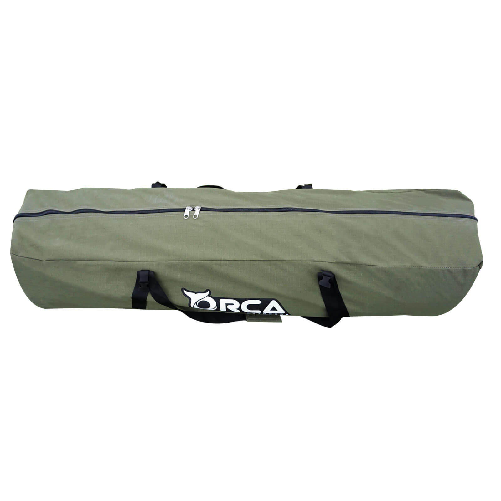 Orca Outdoors Deluxe Double Size Canvas Swag with 70mm Mattress and Awning Poles - Khaki Orca Outdoors Deluxe Double Size Canvas Swag with 70mm Mattress and Awning Poles - Khaki