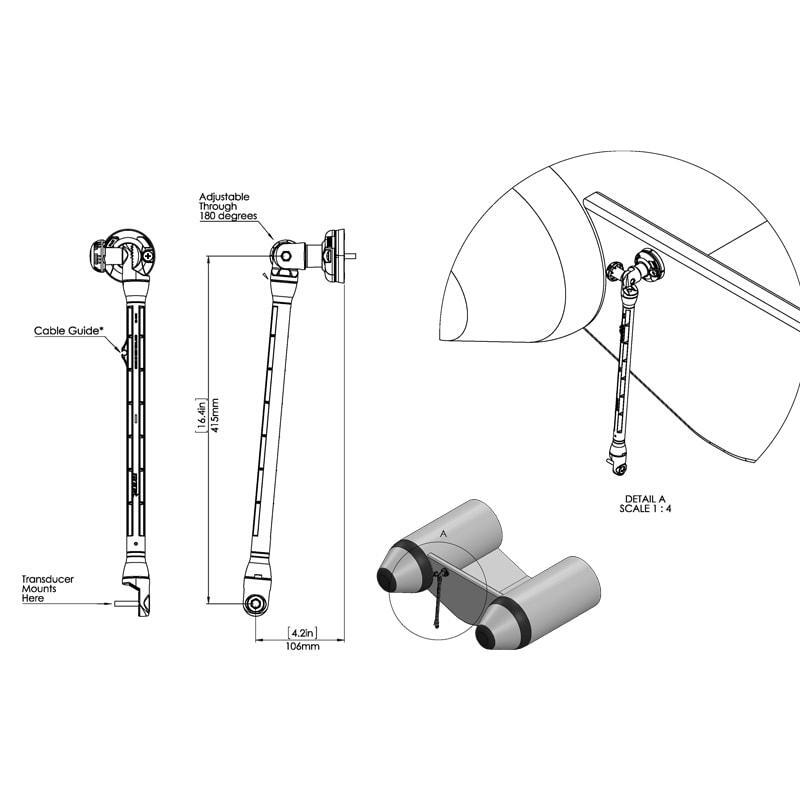 Railblaza Transducer Mount XL Arm Only Railblaza Transducer Mount XL Arm Only
