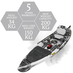 Kronos Foot Pedal Pro Fish Kayak Package with Max-Drive - Arctic [Brisbane-Rocklea]