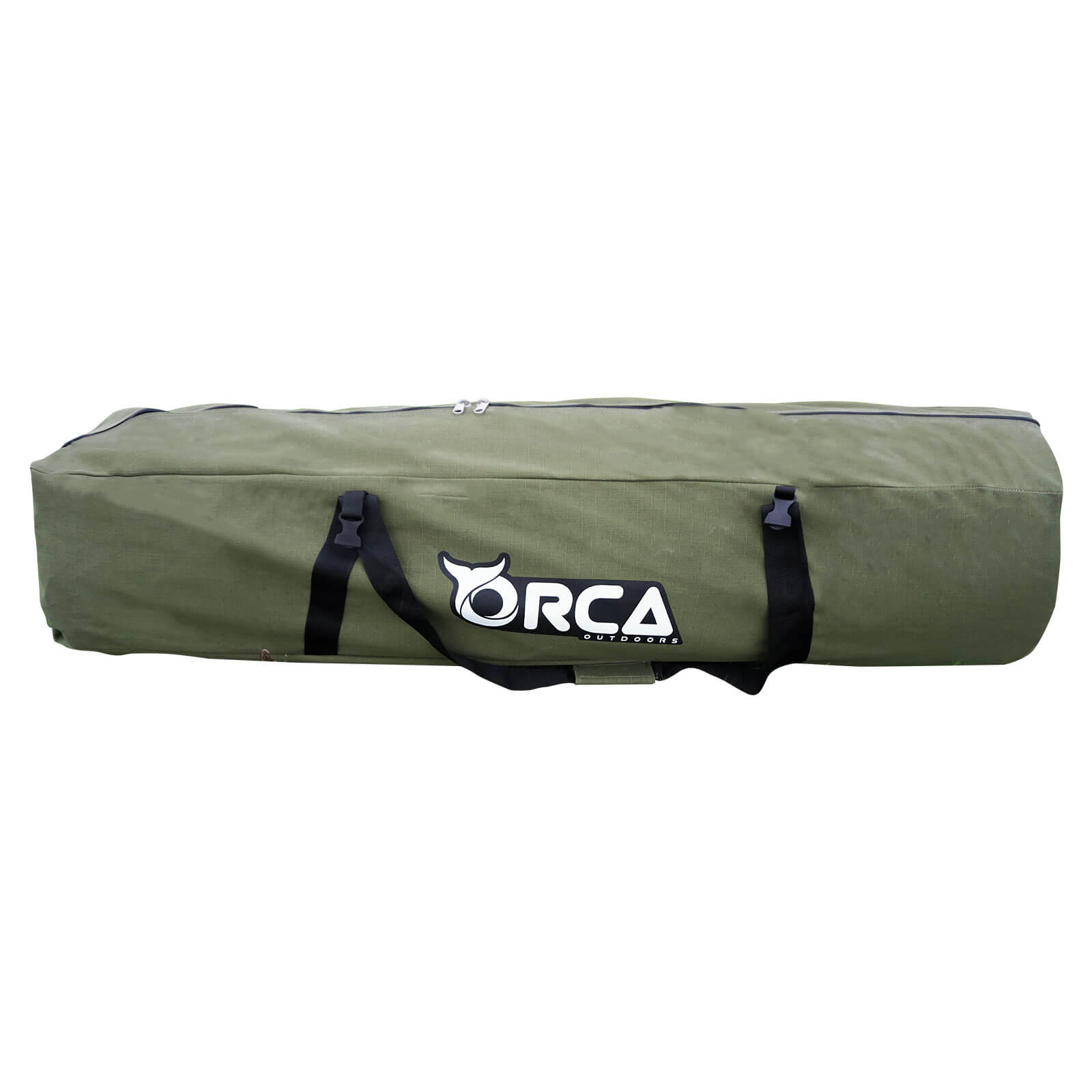 Orca Outdoors Deluxe Double Size Canvas Swag with 70mm Mattress and Awning Poles - Khaki Orca Outdoors Deluxe Double Size Canvas Swag with 70mm Mattress and Awning Poles - Khaki
