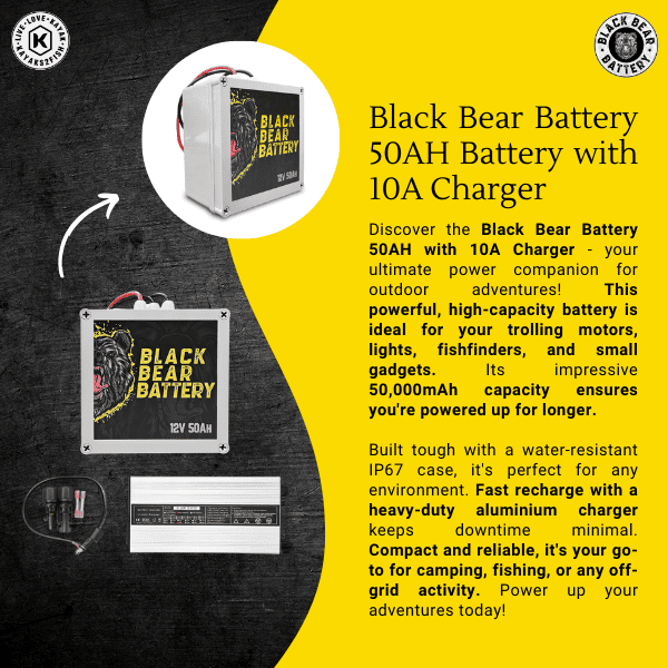 Black Bear Battery 50AH Battery with 10A Charger