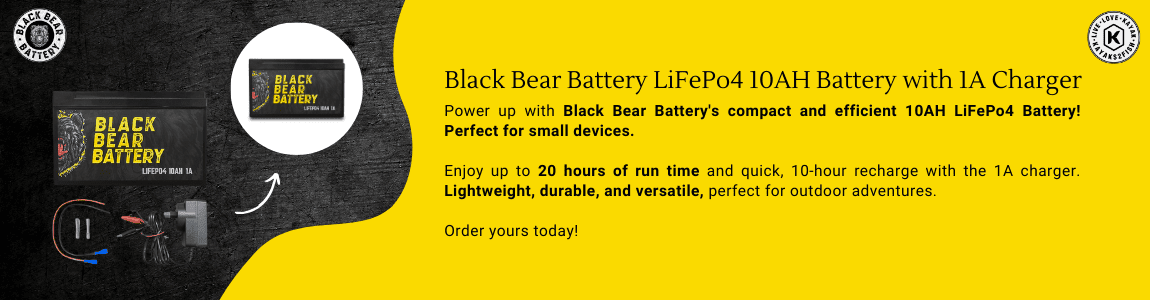 Black Bear Battery LiFePo4 10AH Battery with 1A Charger