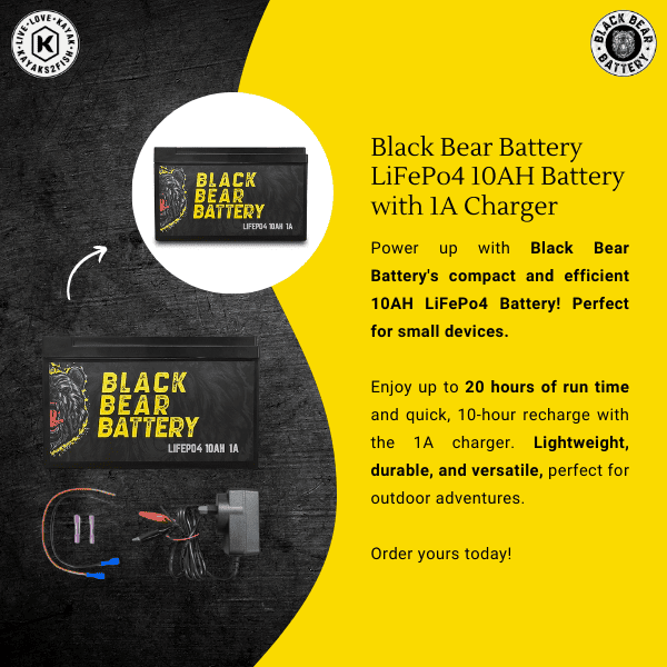 Black Bear Battery LiFePo4 10AH Battery with 1A Charger