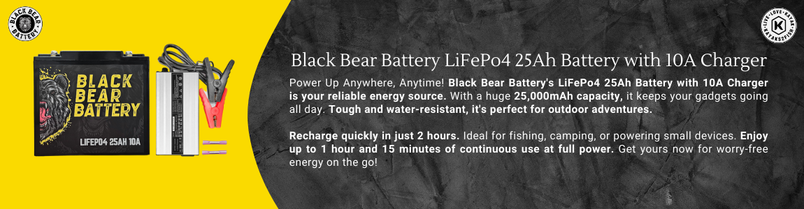 Black Bear Battery LiFePo4 25Ah Battery with 10A Charger