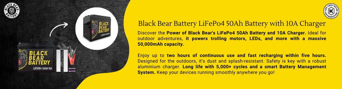 Black Bear Battery LiFePo4 50Ah Battery with 10A Charger