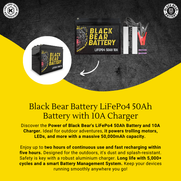 Black Bear Battery LiFePo4 50Ah Battery with 10A Charger