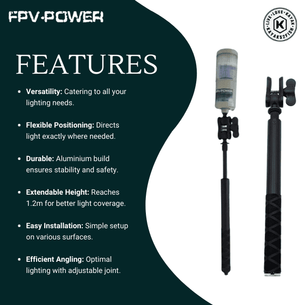 FPV Power 1.2m Telescopic Light Pole 50 Kayaks2Fish