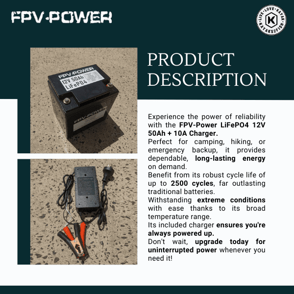 FPV-Power LiFePO4 12V 50Ah 10A Charger - $449 - Kayaks2Fish