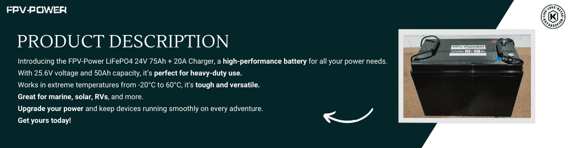 FPV-Power LiFePO4 24V 75Ah + 20A Charger