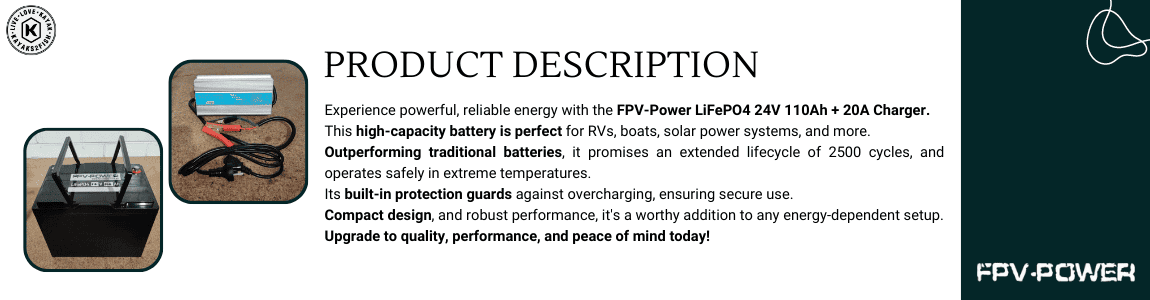 FPV-Power LiFePO4 24V 110Ah + 20A Charger
