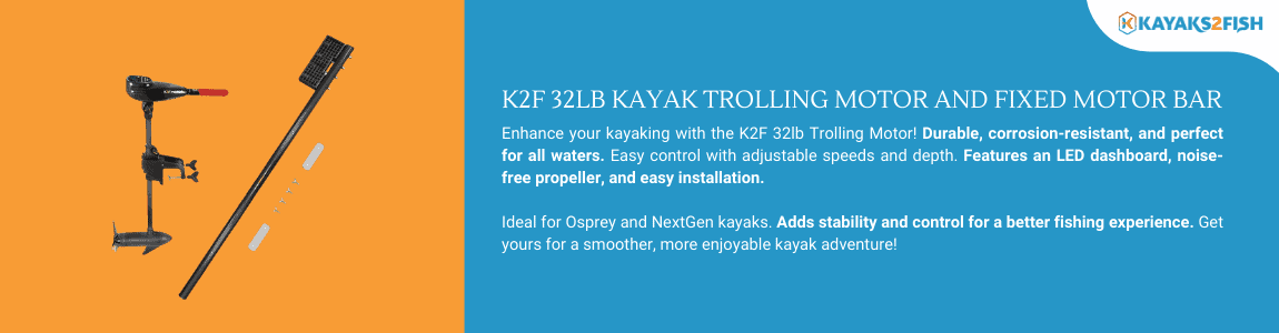 K2F 32lb Kayak Trolling Motor and Fixed Motor Bar