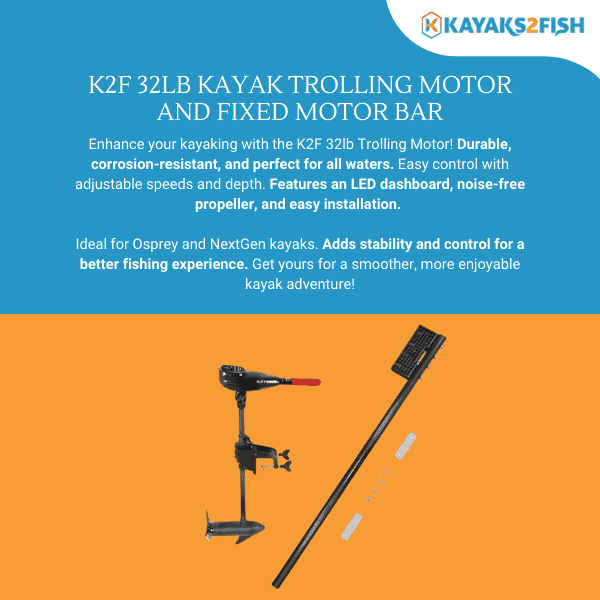 K2F 32lb Kayak Trolling Motor and Fixed Motor Bar