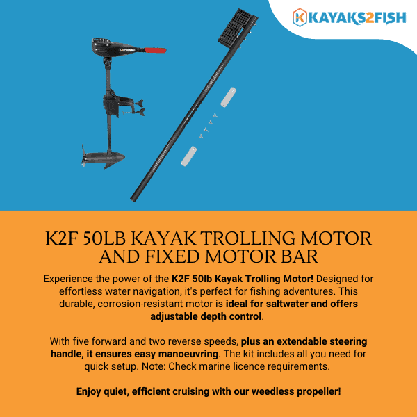 K2F 50lb Kayak Trolling Motor and Fixed Motor Bar