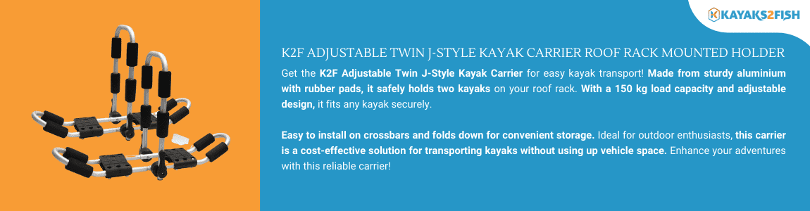 K2F Adjustable Twin J-Style Kayak Carrier Roof Rack Mounted Holder