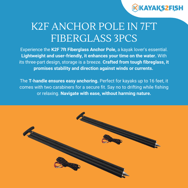 K2F Anchor Pole in 7ft Fiberglass 3pcs - $109 - Kayaks2Fish