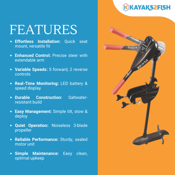 K2F Electric Trolling Motor 50lb 299 Kayaks2Fish