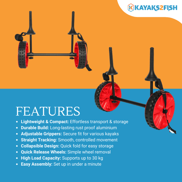 K2F New Model Kayak Trolley for Sit on Top Kayaks with Straps
