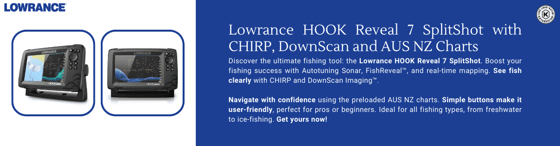 Lowrance HOOK Reveal 7 SplitShot with CHIRP, DownScan and AUS NZ Charts
