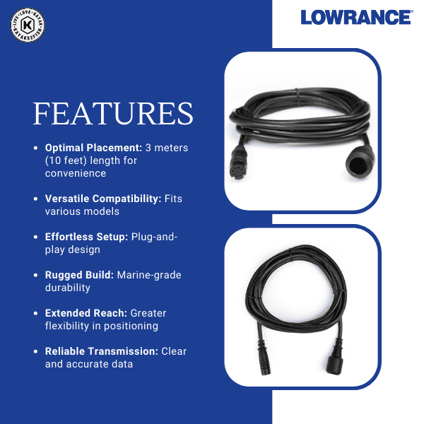 Lowrance HOOK² Reveal & Cruise TripleShot And SplitShot 10ft Extension Cable