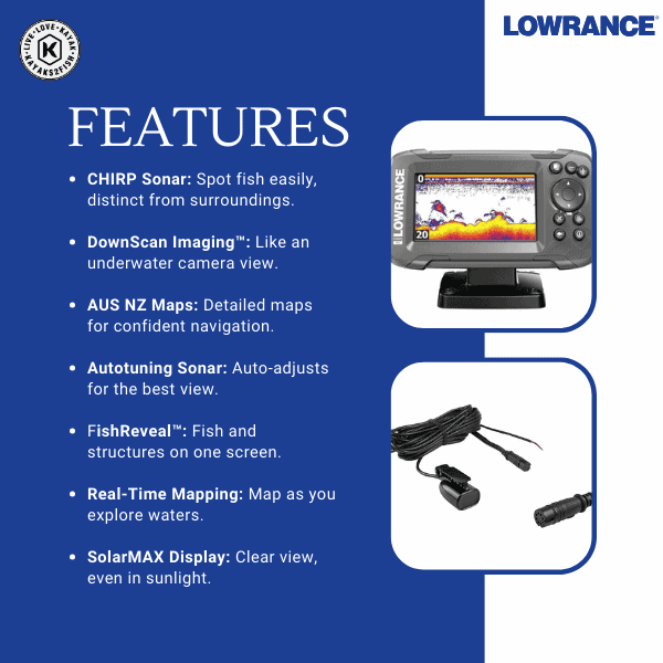 Lowrance HOOK Reveal 5 SplitShot with CHIRP, DownScan & AUS NZ charts