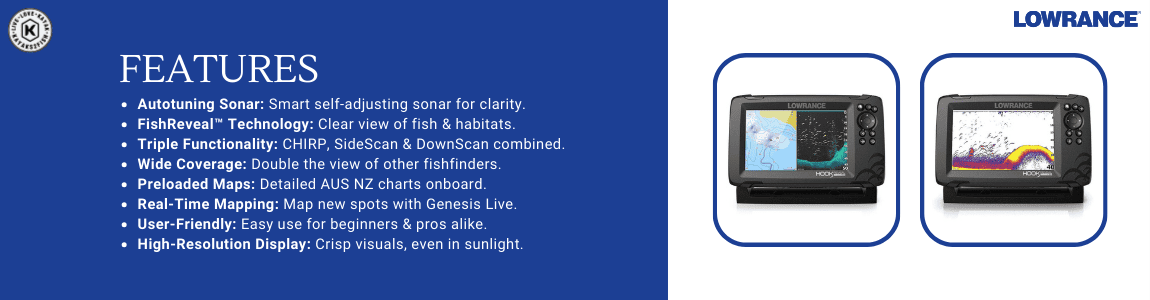 Lowrance HOOK Reveal 7 TripleShot with CHIRP, SideScan, DownScan and AUS NZ Charts