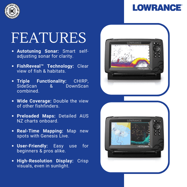 Lowrance HOOK Reveal 7 TripleShot with CHIRP, SideScan, DownScan and AUS NZ  Charts - $889 - Kayaks2F