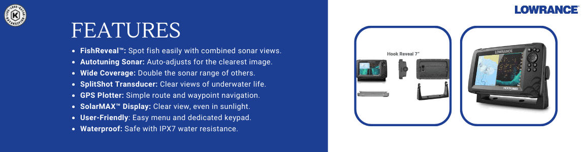 Lowrance HOOK Reveal 7x SplitShot with CHIRP, DownScan & GPS Plotter