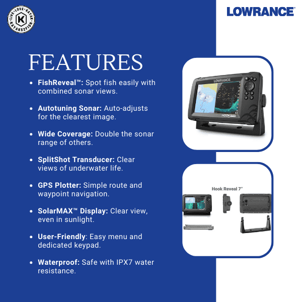 Lowrance HOOK Reveal 7x SplitShot with CHIRP, DownScan & GPS Plotter