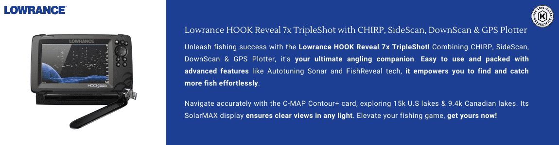 Lowrance HOOK Reveal 7x TripleShot with CHIRP, SideScan, DownScan GPS  Plotter - $779 - Kayaks2Fish