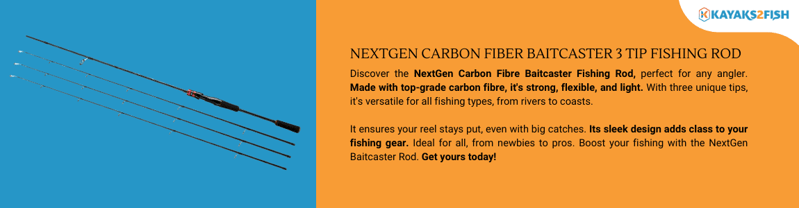 NextGen Carbon Fiber Baitcaster 3 Tip Fishing Rod