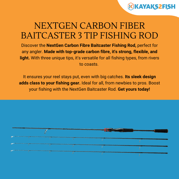 NextGen Carbon Fiber Baitcaster 3 Tip Fishing Rod - $55 - Kayaks2Fish