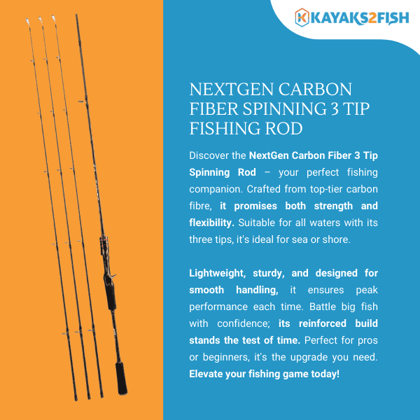 NextGen Carbon Fiber Spinning 3 Tip Fishing Rod