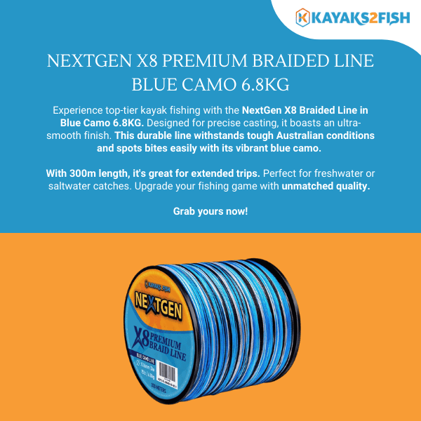 NextGen X8 Premium Braided Line Blue Camo 6.8KG - $25 - Kayaks2Fish