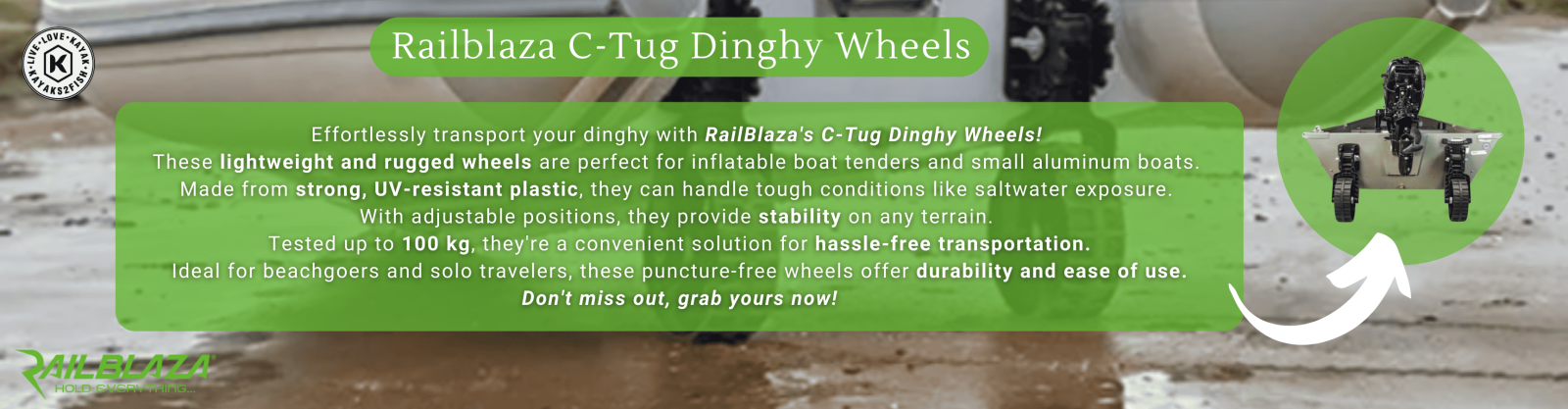 Railblaza C-Tug Dinghy Wheels