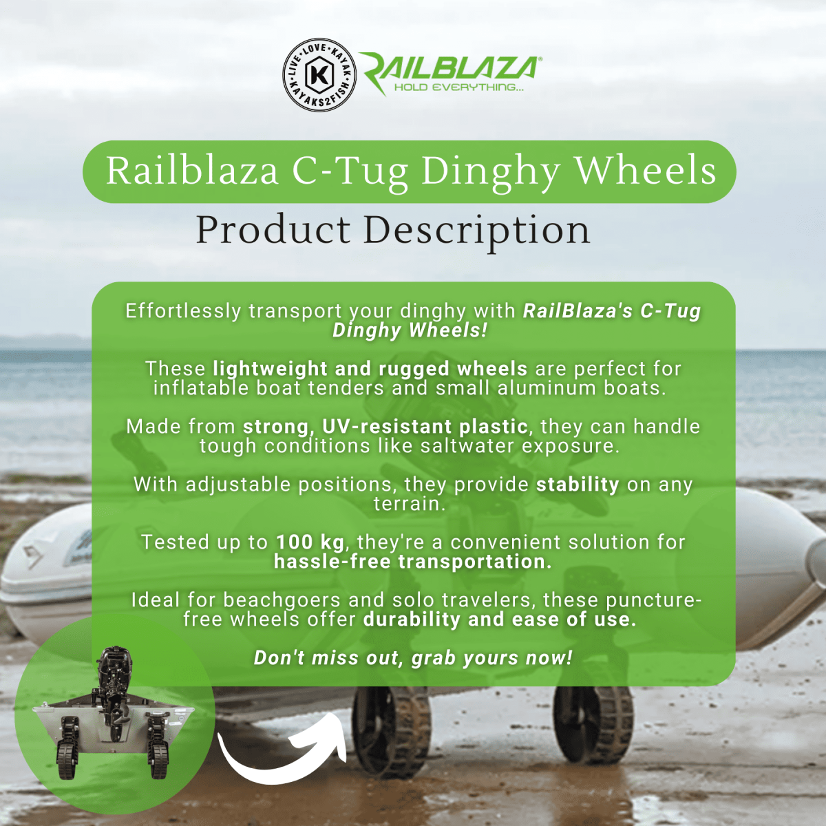 Railblaza C-Tug Dinghy Wheels